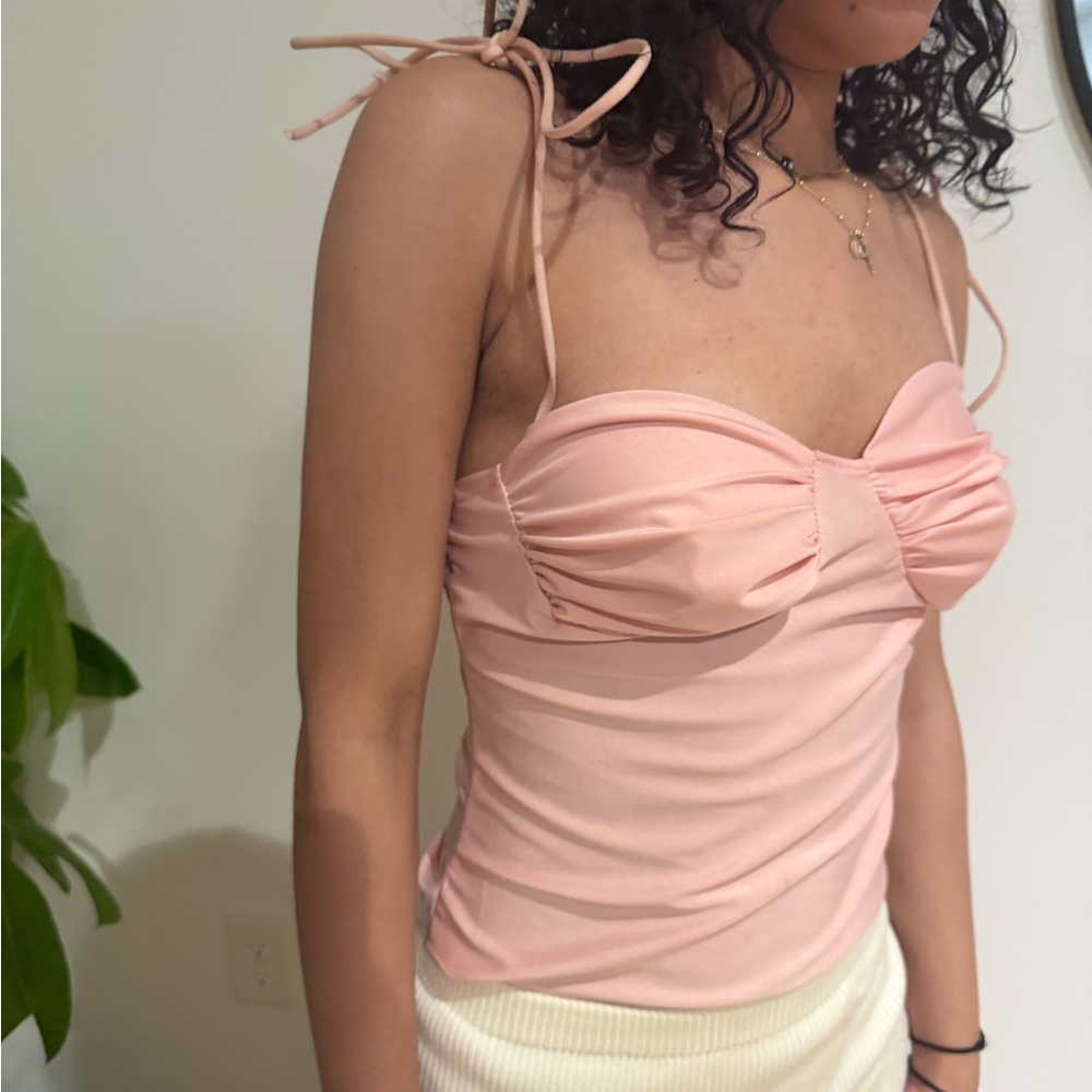 Pink Ruched Women’s Top - Picture 3 of 4